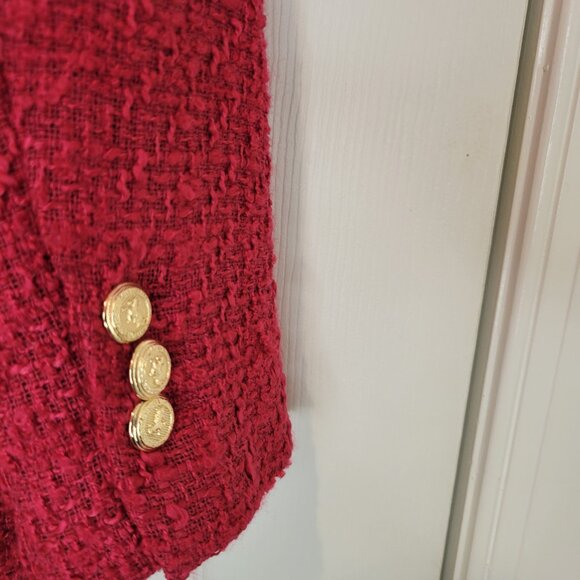 ZARA TWEED DOUBLE-BREASTED BLAZER SZ L - Picture 9 of 11